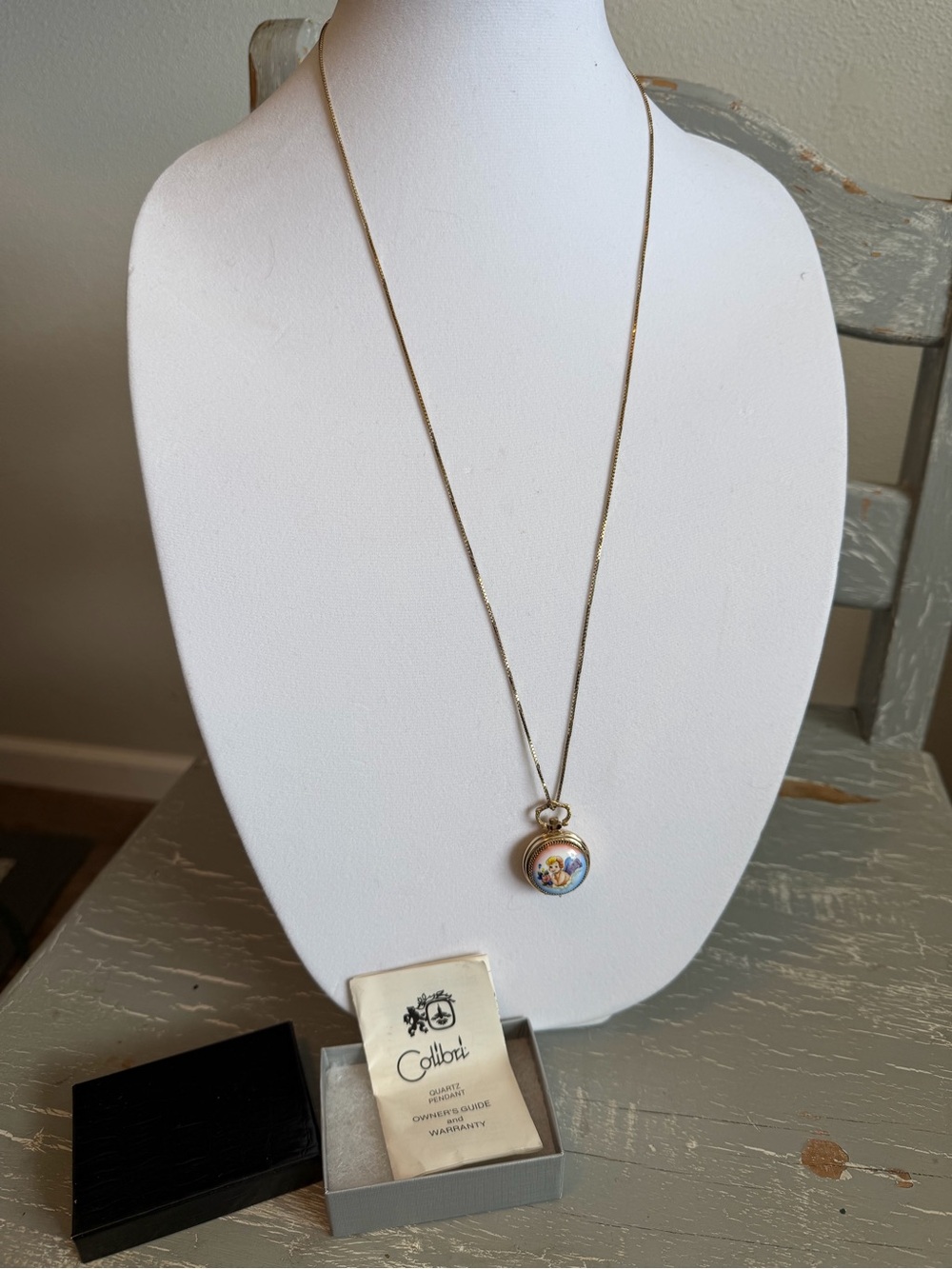 Vintage Colibri Quartz Pendant Watch Necklace